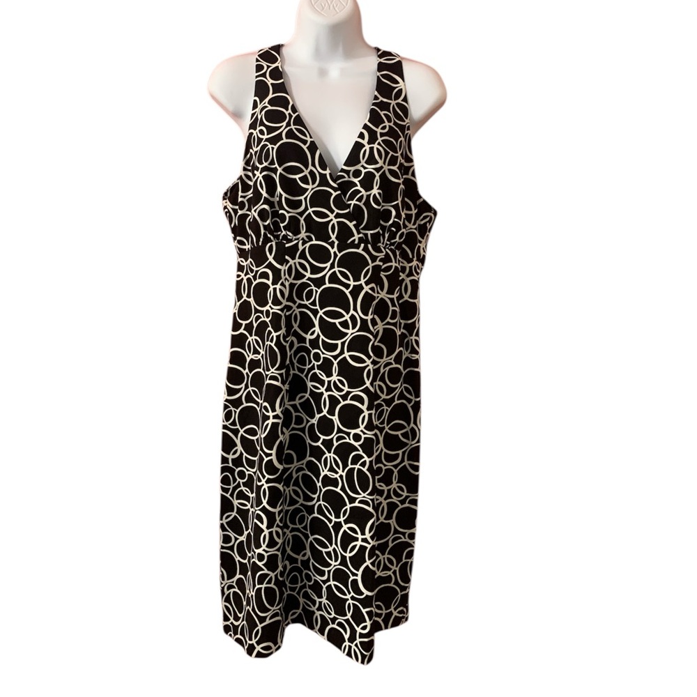 Connected Apparel Black and White Sheath Midi Dress 14